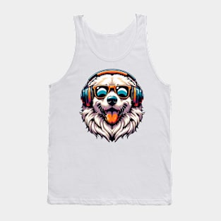 Kuvasz Smiling DJ with Headphones and Sunglasses Tank Top